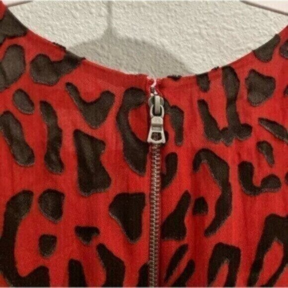 Alice&Olivia Silk Animal Print Mini Dress Chic Faux Wrap Red V Neck Party - Picture 8 of 9